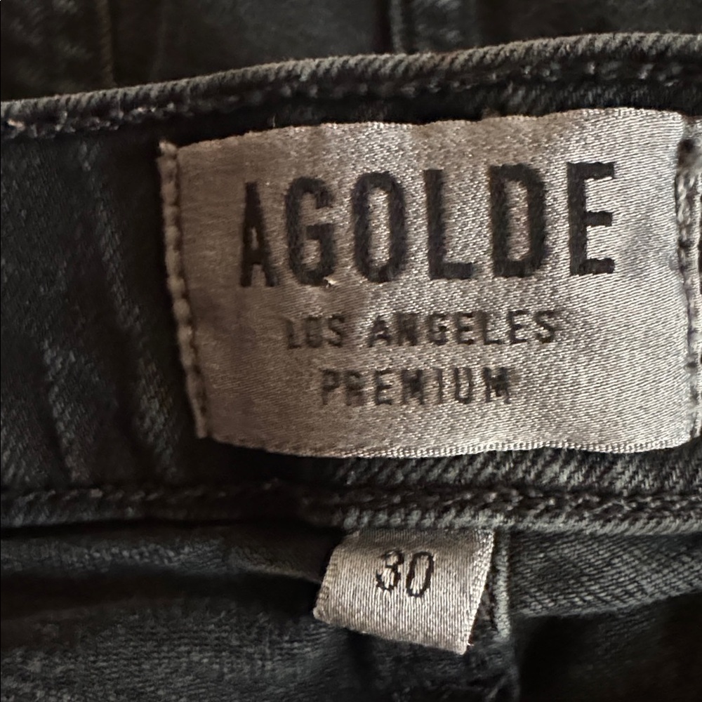Agolde Washed Black Distressed Fray Ankle Hem Denim Jeans 30 Crop Cropped Skinny - Picture 6 of 8